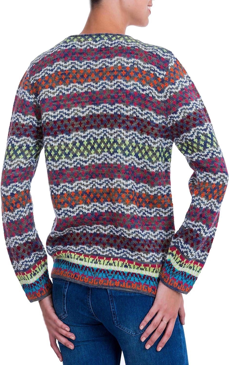 Amazon Novica マルチカラー 100 アルパカカーディガン レインボーミスト Us サイズ Small カーディガン ボレロ 通販