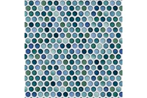 SOMERTILE Merola Tile Hudson Penny Round Aquamarine 11-7/8" x 12-5/8" Porcelain Floor and Wall Tile
