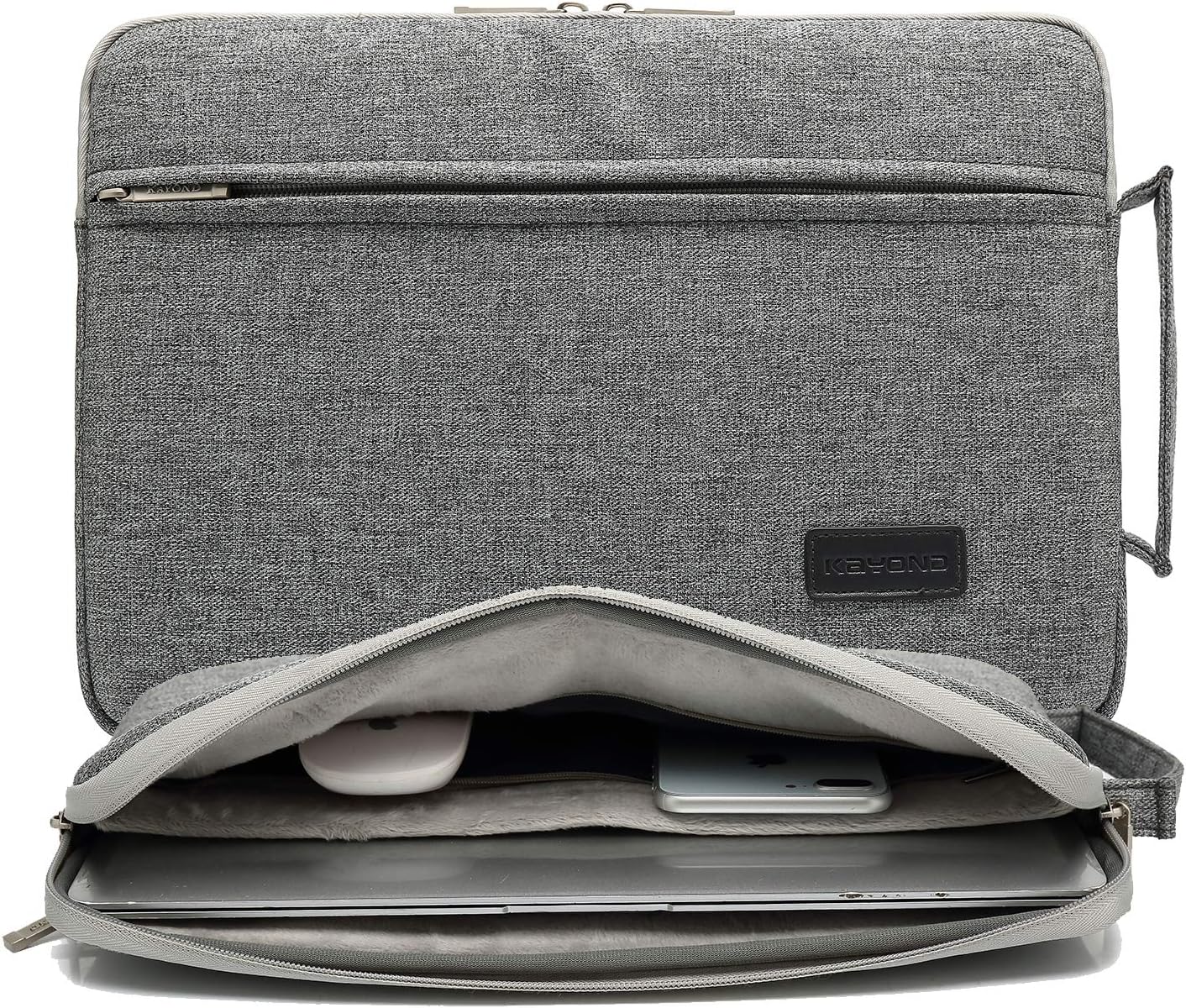 KAYOND Nylon Fabric 15 Inch Laptop Sleeve Case Notebook Bag ，compatible with MacBook Pro 15.4-inch Retina 15-15.6 inch laptop (15-15.6 INCH, Grey)