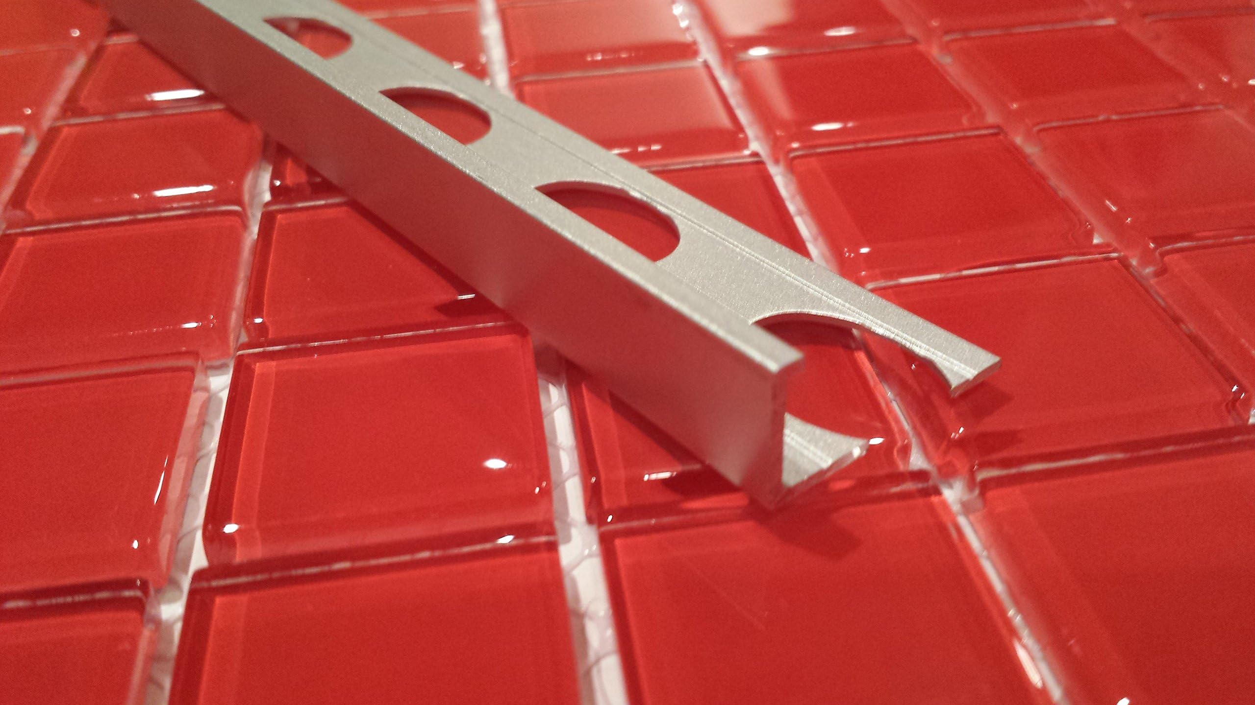 Supajet Aluminium 8mm Straight Edge Tile Trim Stainless Effect x 2.5m x 5 Lengths Free Fast DELIVERY