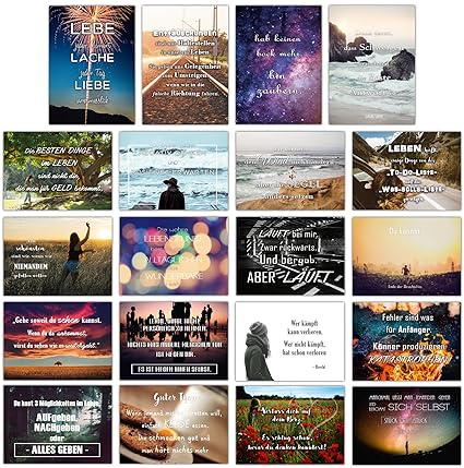 20er Postkarten Set Leben Mit 20 Sprüchen Zitaten Postkarte Mit Spruch