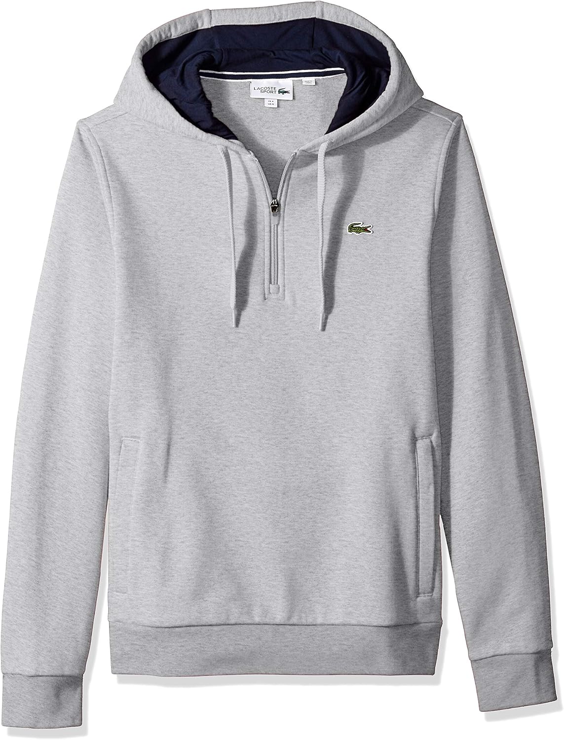 Amazon.com: Lacoste Men's Sport Long Sleeve Half Zip Fleece Hoodie, Silver Chine/Navy Blue, XX 