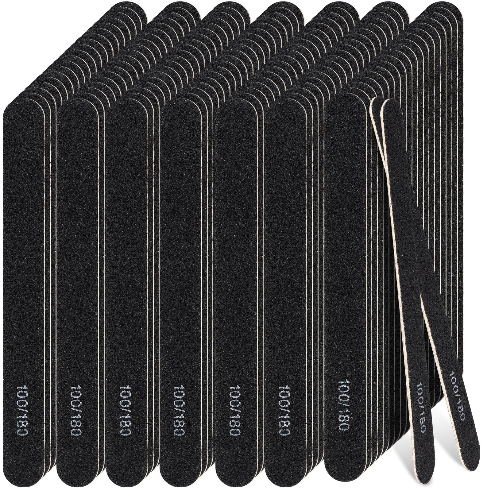 Photo 1 of Lasnten 200 Pcs Grit Nail Files Professional Double Sided Emery Boards Reusable High Grit Nail Buffer Manicure Pedicure Tool Wood Fingernail Files for Acrylic/Natural Fingernail(Black,100/180)