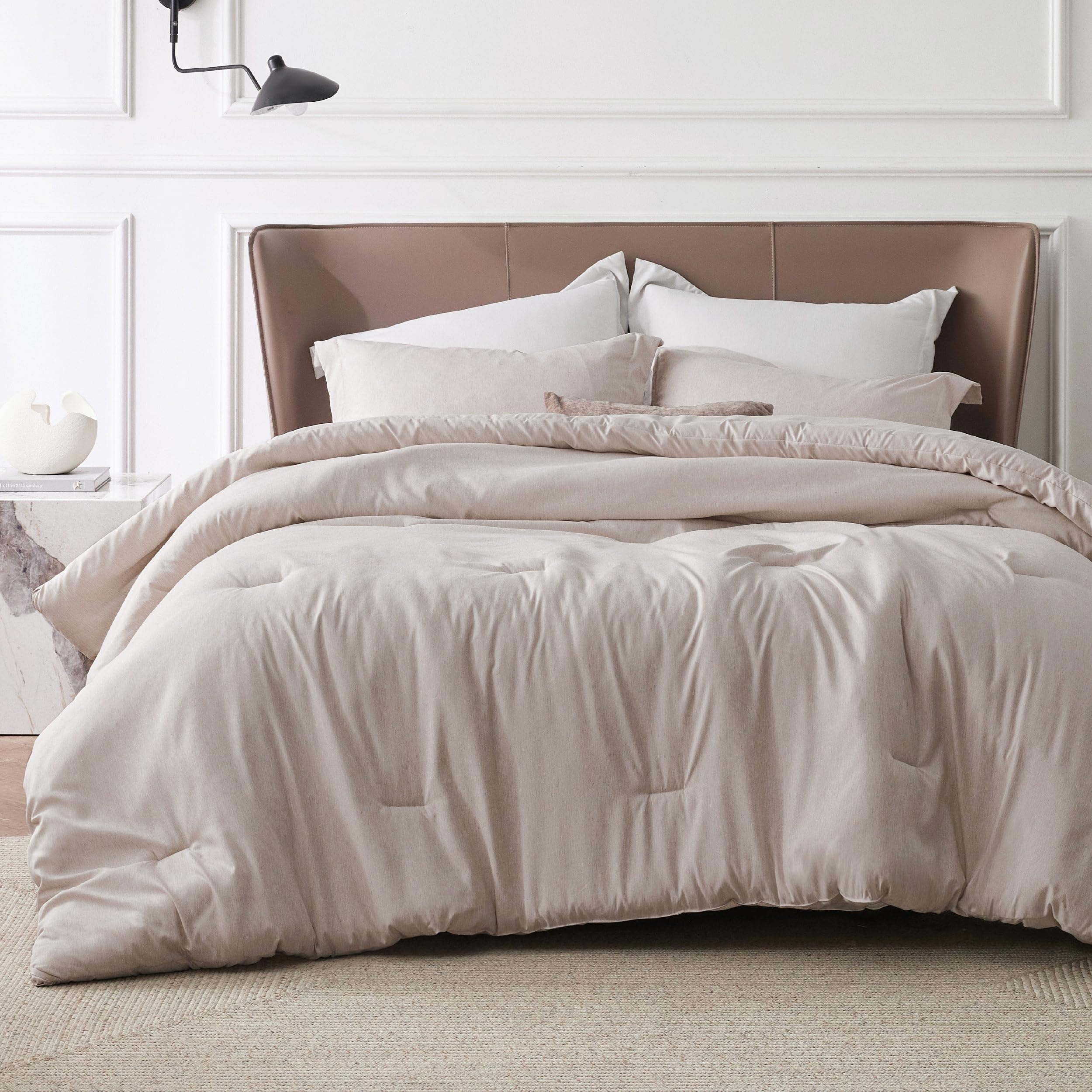 Photo 1 of Bedsure California King Comforter Set - Warm Taupe Soft Bedding for All Seasons, Cationic Dyed Bed Set, 3 Pieces, 1 California King Size Comforter (104"x96") and 2 Pillow Shams (20"x36"+2")