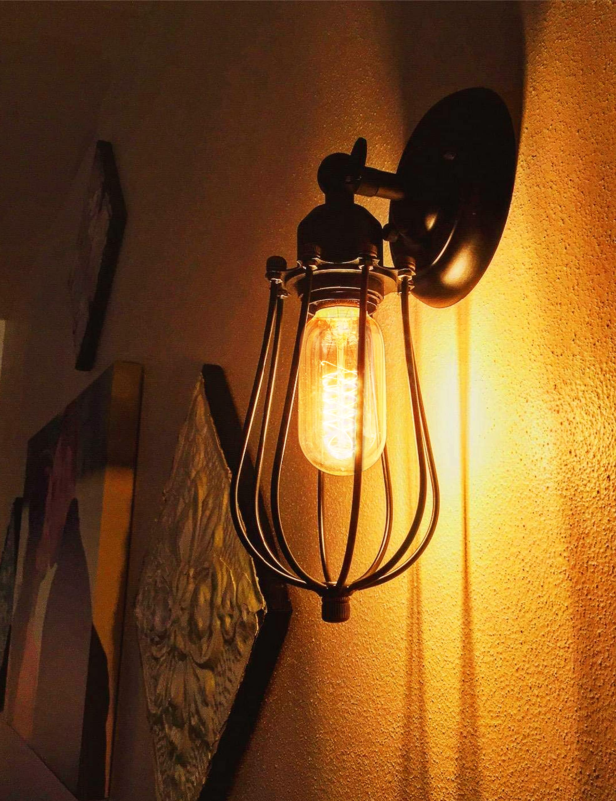 DORESshop Edison Bulbs, Vintage Edison Light Bulbs 40 Watt, T45, 110-130 Volts, E26/E27 Base Incandescent Dimmable Decorative Antique Filament Light Bulbs, Amber Glass, Warm White, 4 Pack