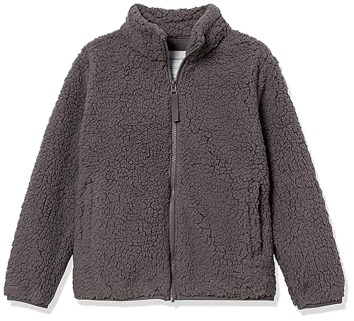 Amazon Essentials Toddler Girls' Sherpa Fleece Full-Zip Jacket - Discontinued Colors, Grey, 3T
