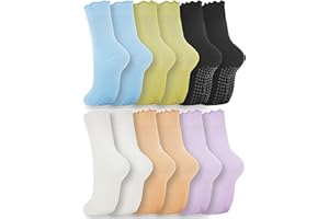WANZHIHUI Pilates Grip Socks for Women Non Slip Grippy Cotton Pilate Sock Cute for Yoga Barre Workout Hospital