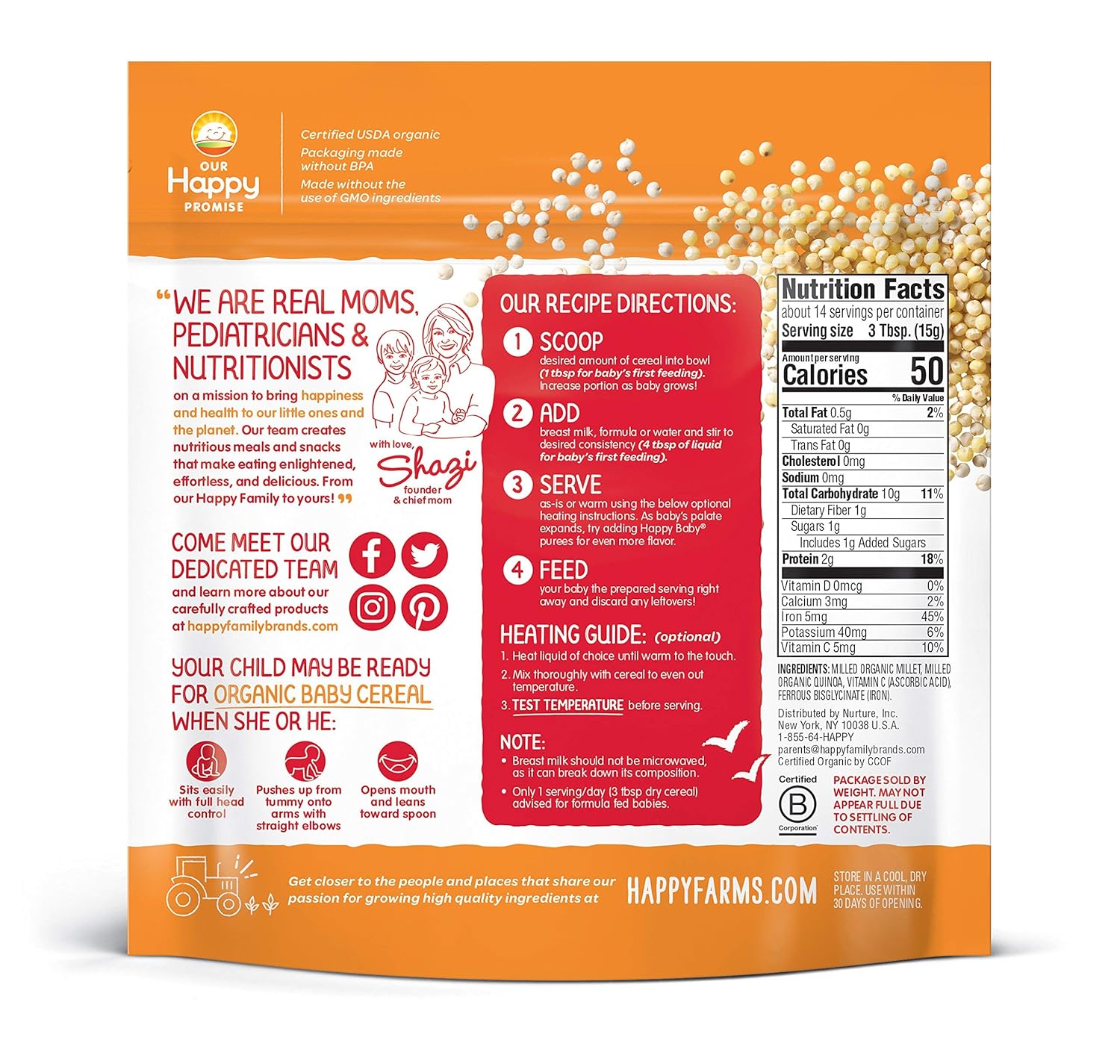 happy baby oats and quinoa baby cereal