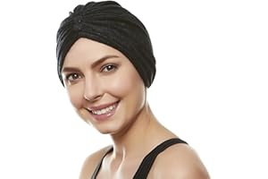 Beemo Soft Terry Cloth Turban Head Cover with Reversible Knot or Button Front - Black