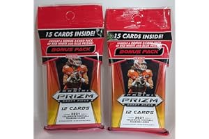Pair 2021 Panini Prizm Draft Football Cello Value Packs 15 Cards Per Pack (30 Cards Total) Red White Blue Prizms