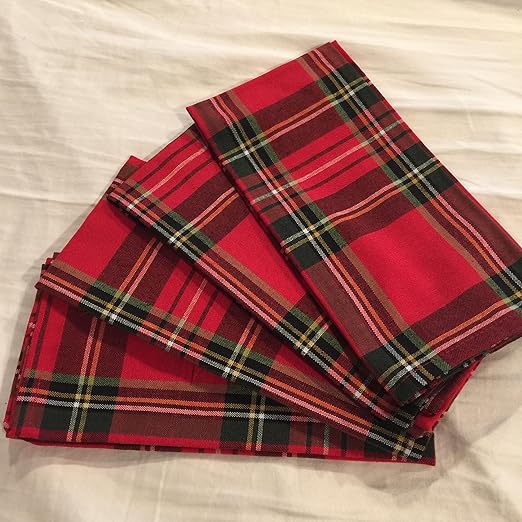 Bardwil Linens Red and Green Royal Stewart Tartan Striped