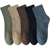 RICOTNSOCS Mens Athletic Cotton Quarter Crew Socks Light Weight Moisture Wicking Odor Control Sports Socks for Men 5 Pairs