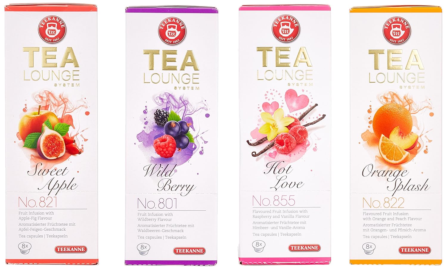 Teekanne Tealounge Kapseln Fruchtetee Sortiment Mit 4 Sorten 32 Kapseln Amazon De Lebensmittel Getranke