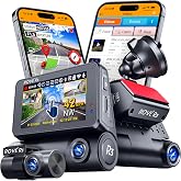 ROVE R3 3 Channel Dash Cam Front and Rear with Cabin, 3in IPS Touch Screen | 1440P+1080P+1080P Recording, IR Night Vision, 5.8GHz WiFi up to 30MB/s, Quad-Mode GPS, Supports 512GB Max, for Rideshare