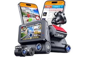 ROVE R3 Dash Cam Front and Rear with Cabin, 3” IPS Touch Screen, 3 Channel Dash Cam 1440P+1080P+1080P, IR Night Vision, 5GHz WiFi, Up to 30MB/s Download Speed, Quad-Mode GPS, Supports 512GB Max