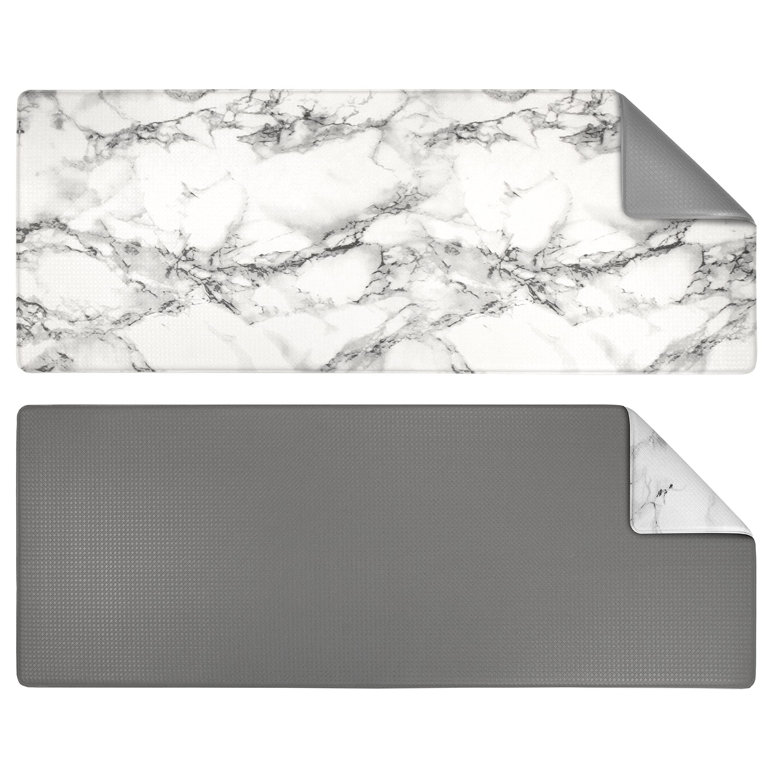 Photo 1 of OPUX Anti Fatigue Kitchen Floor Mat, Reversible Cushioned Memory Foam Kitchen Rug Pad, Waterproof Non-Slip Padded Comfort Standing Mat for Office Laundry Home, 47x17 (Marble Gray)