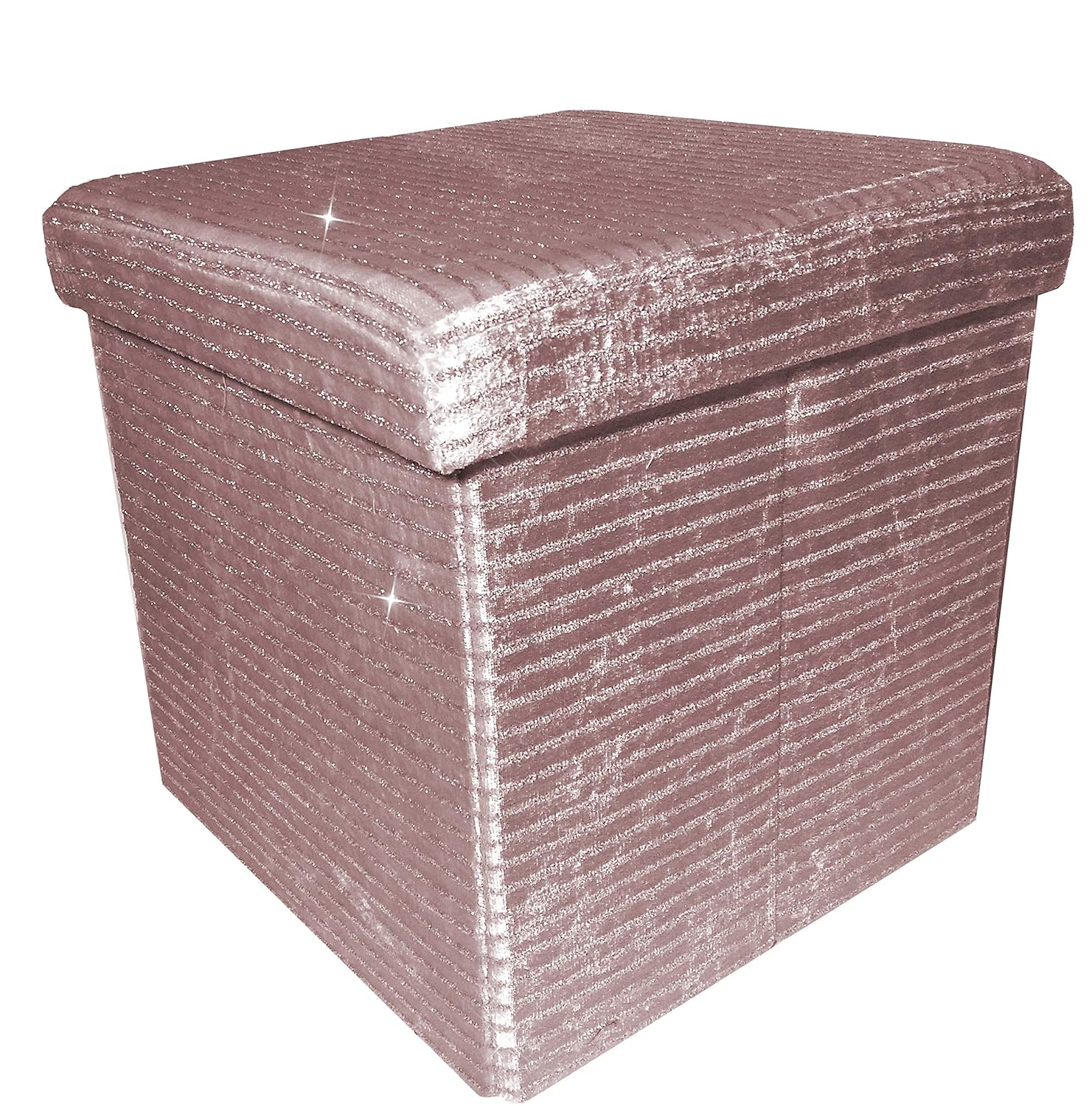 Home Harmony New Large Crushed Velvet with Diamantes Foldable Ottoman