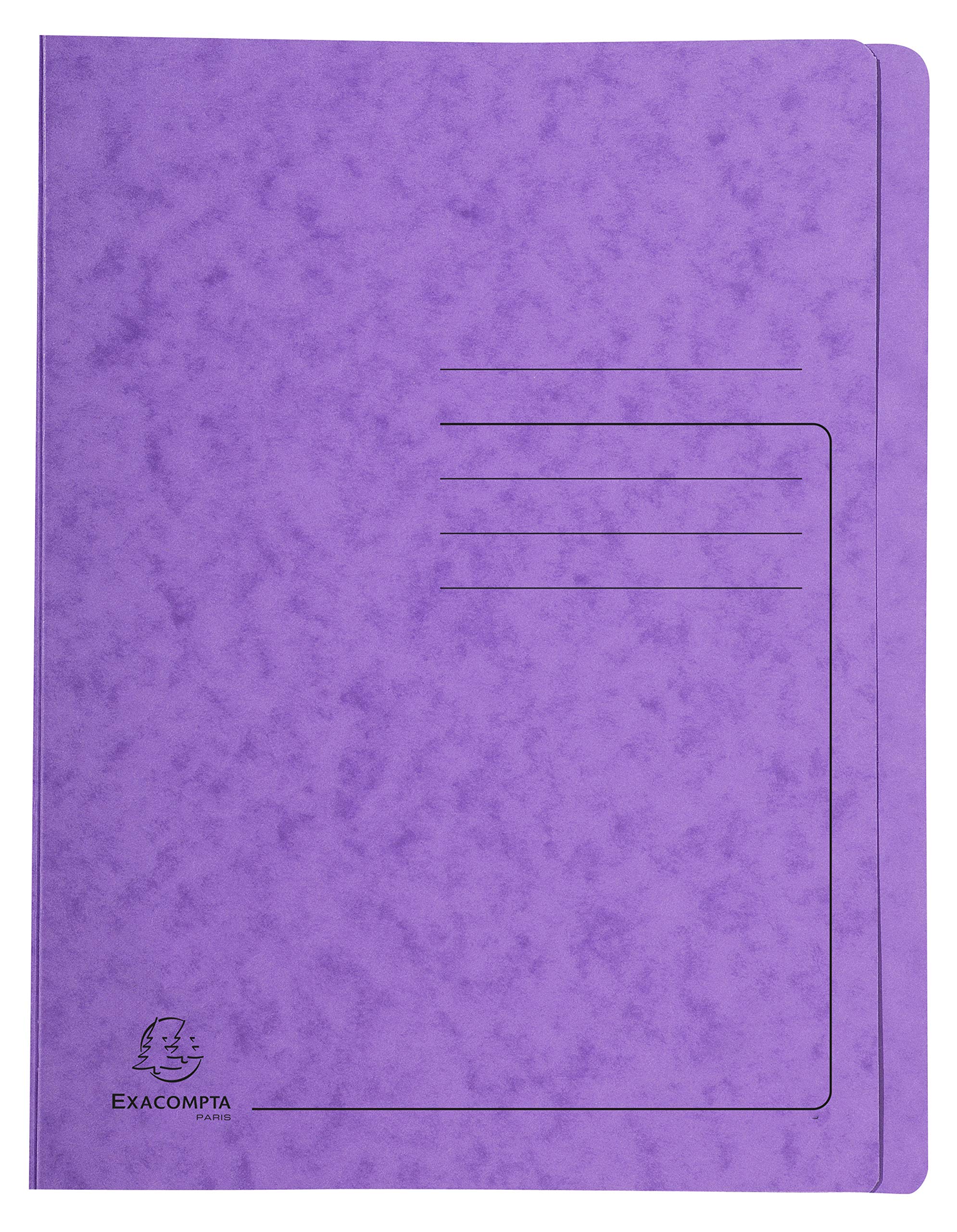 Exacompta - Ref 39998E - Flat Bar File - Suitable for A4 Documents, Pre-Printed Cover, 355gsm Heavyweight Mottled Pressboard, 30mm Spine, Metal Spring Mechanism - Purple