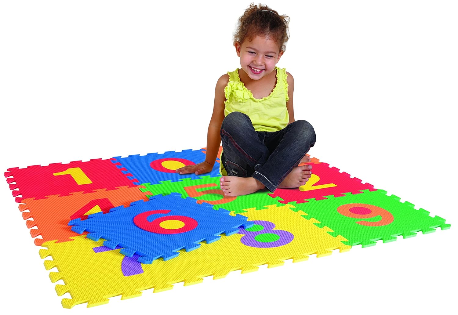 Kids Play Mat - Numbers And Animals Foam Floor Matt - 10 Interlocking Pieces To Develop Children's Motor Skills And Color Recognition : Foam Floor Mats : Baby