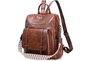 WYFJNX PU Leather Backpack Purse for Women, Fashion Ladies Backpack Purse Brown Medium Size, Convertible Shoulder Bags Handbag, Suitable for Shopping, Traveling, Work for Women and Girls