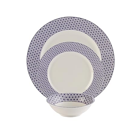Hitkari Potteries Porcelain Dinner Set, 18-Pieces, Blue
