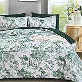 DJY King Size Comforter Sets, Green Botanical Comforters with Sheets 7 Pieces Bed in a Bag King Elegant Plants Print Soft Microfiber Reversible Complete Bedding Sets for All Season