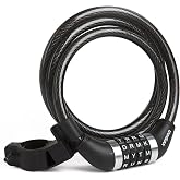 Wordlock Combination Bike Cable Lock &ndash; 4 Dial, 5 Foot, Black , 7.70in. x 6.00in. x 1.30in.