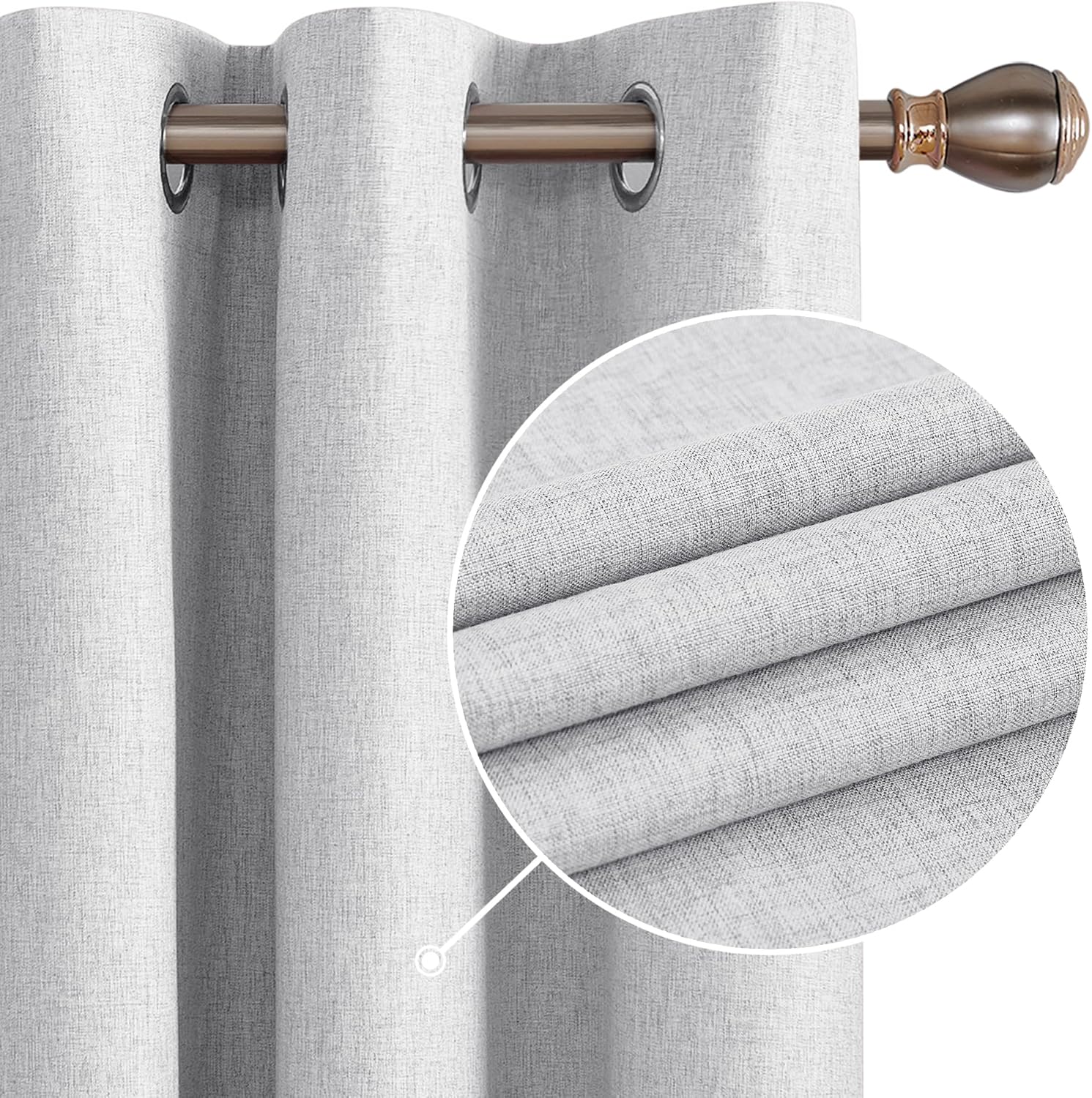 Outdoor Curtains - Deconovo Blackout Curtains 108 Inches Long, Linen Textured Waterproof Outdoor Curtains, 100% Light Blocking Curtains, Window Curtains for Living Room (Light Grey, 42W x 108L Inch, 2 Panels)