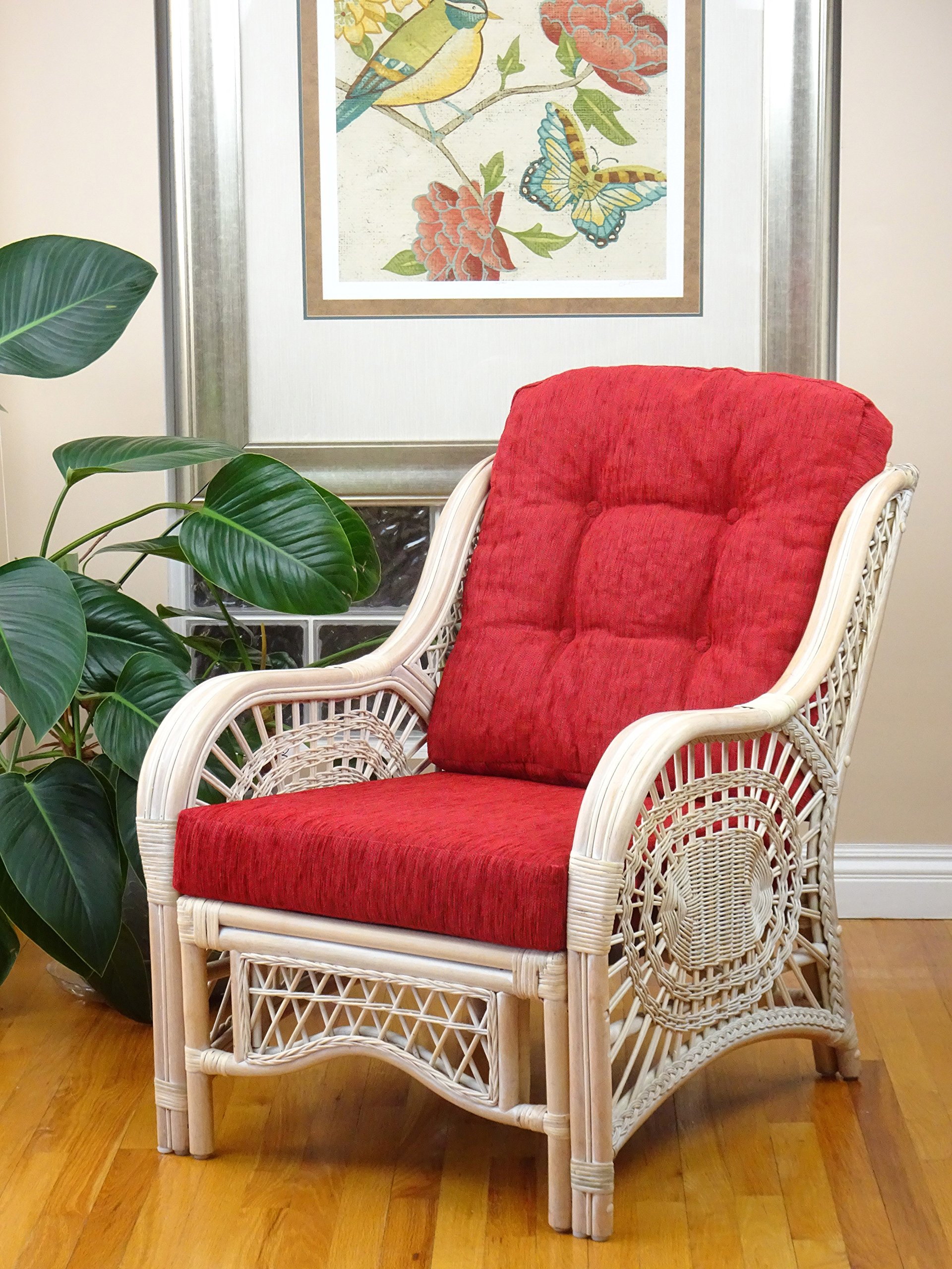 Malibu Design Natural Handmade Rattan Wicker Lounge Chair White Wash