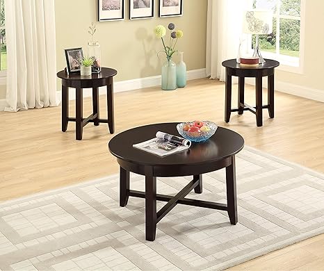 Amazon Com Gtu Furntiure 3pc Round Dark Brown Cocktail