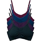 Kalon 4 Pack Women’s Nylon Spandex Removable Pads Comfort Cami Bras Wireless