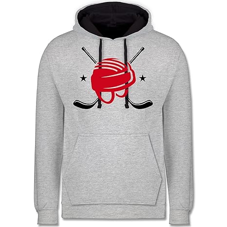 Shirtracer Eishockey - Helm Eishockeyschläger - Kontrast Hoodie