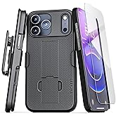 Encased DuraClip for iPhone 17 Pro Max Belt Clip Holster Case with Tempered Glass Screen Protector (Black)