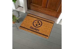 TEAM SPORTS AMERICA NFL Pittsburgh Steelers Natural Coir Door Mat, Indoor and Outdoor Entryway, 28 x 16 Inches, Non Slip Back, Welcome Floor Mats, Muddy Dog Paws, Front Door Entrance Home Décor