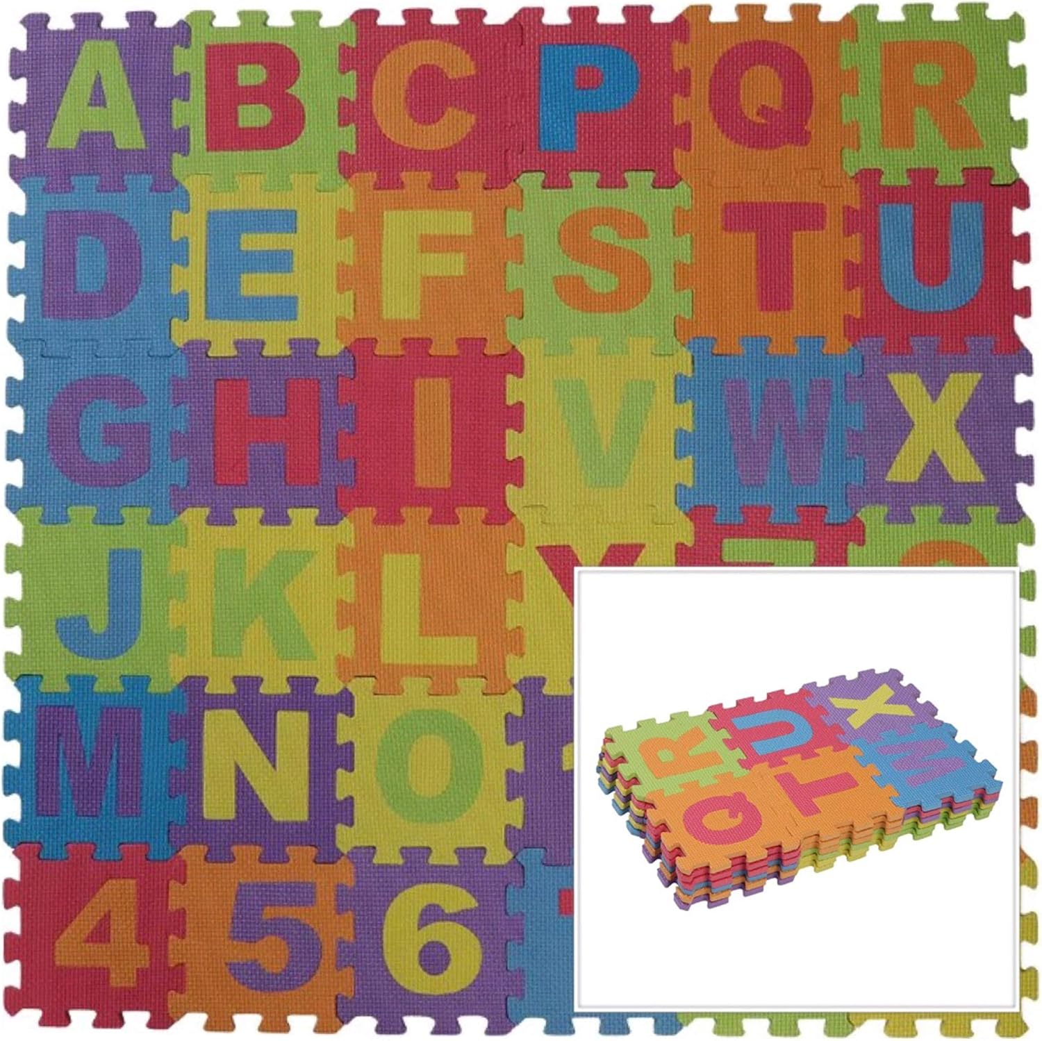 ADEPTNA 36 PCS MULTICOLOURED SOFT EVA FOAM JIGSAW PLAY MAT LETTERS AND