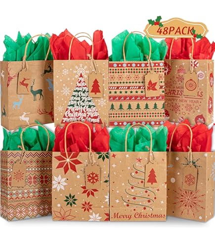 SHIPKEY 8 Pack Luxury Navy Blue Gift Bags With Tissue Paper, Gift Bags For Men, Groomsmen Gift Bags 8x4x11 Kraft Paper Bags With Handles Bulk| Elegant Gift Bags, 4 Designs - View #10