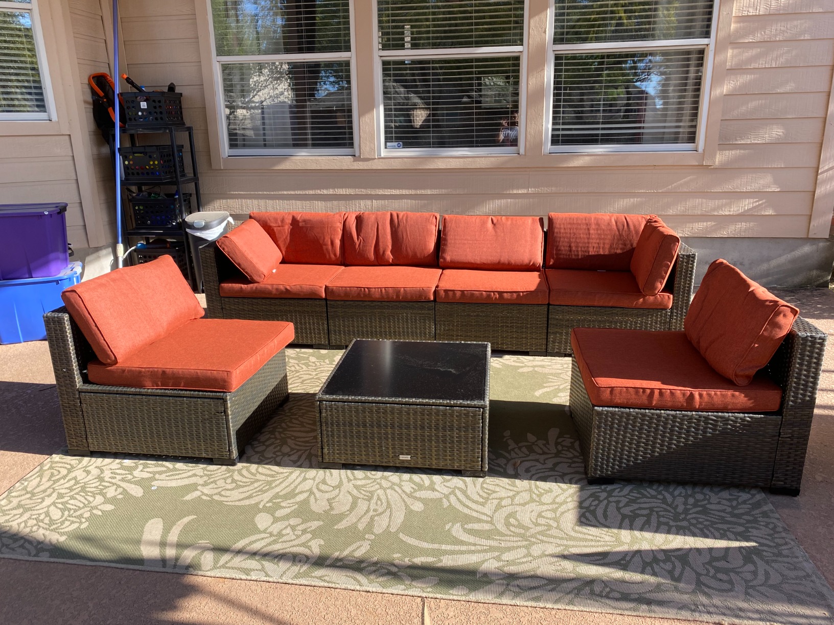 72/mo Finance kinbor Patio Furniture Sectional Sofa with Gas Fire