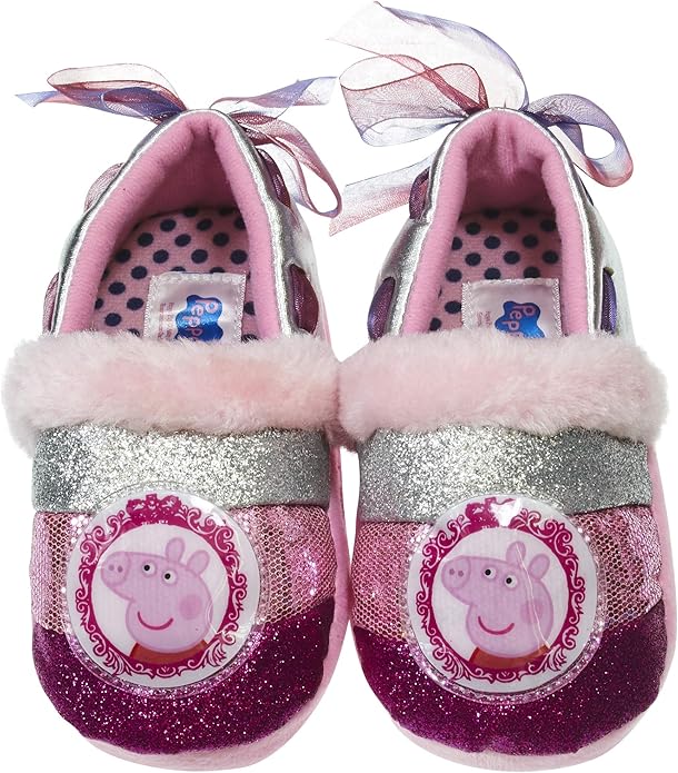 Peppa Pig Fuzzy House Slippers for Kids Slippers for Girls Pink 8 Toddler Shoes