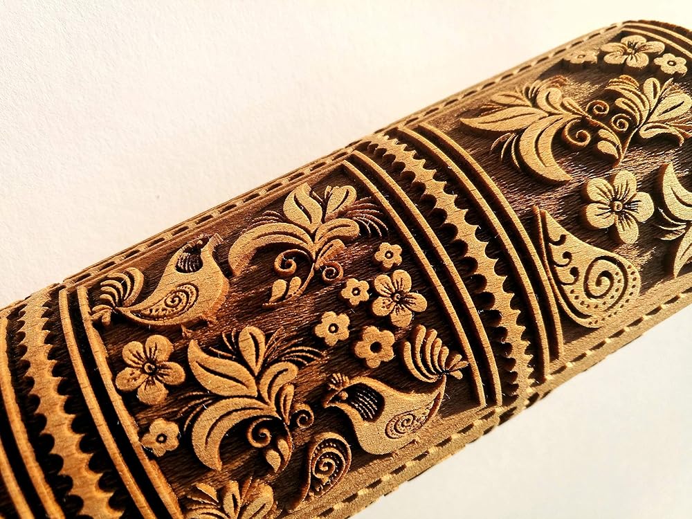 Springerle cookie rolling pins, Wooden embossed rolling pin for baking