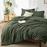 Bedsure Full Comforter Set - Dark Green Soft Bedding for All Seasons, Cationic Dyed Bed Set, 3 Pieces, 1 Full Size Comforter (82"x86") and 2 Pillow Shams (20"x26"+2")