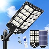 JAYNLT Y-5200W Solar Street Lights Outdoor,520000LM 6500K Commercial Parking Lot Lights Dusk to Dawn, Waterproof Solar Security Flood Lamps with Motion Sensor and Remote for Yard, Garage, Driveway