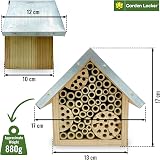 Garden Locker Wild Bee House Insect Hotel with Metal Roof 17x12x17cm view 3