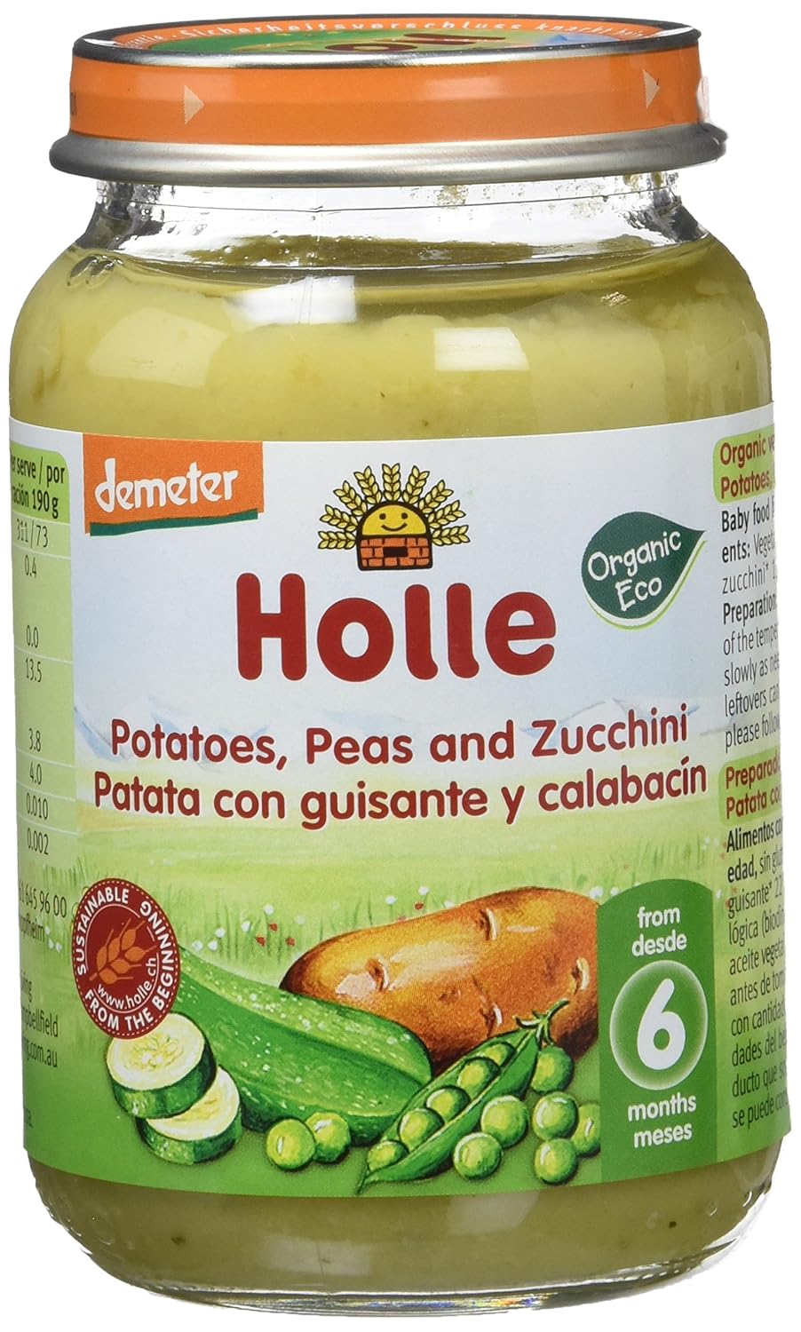 Holle Potito de Patata, Guisantes y Calabacín (+6 meses) - Paquete ...