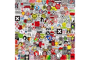 200Pcs Band Stickers, Rock and Roll Music Stickers, Rock Punk Stickers for Adults Teens, Vinyl Waterproof Cool Stickers Packs