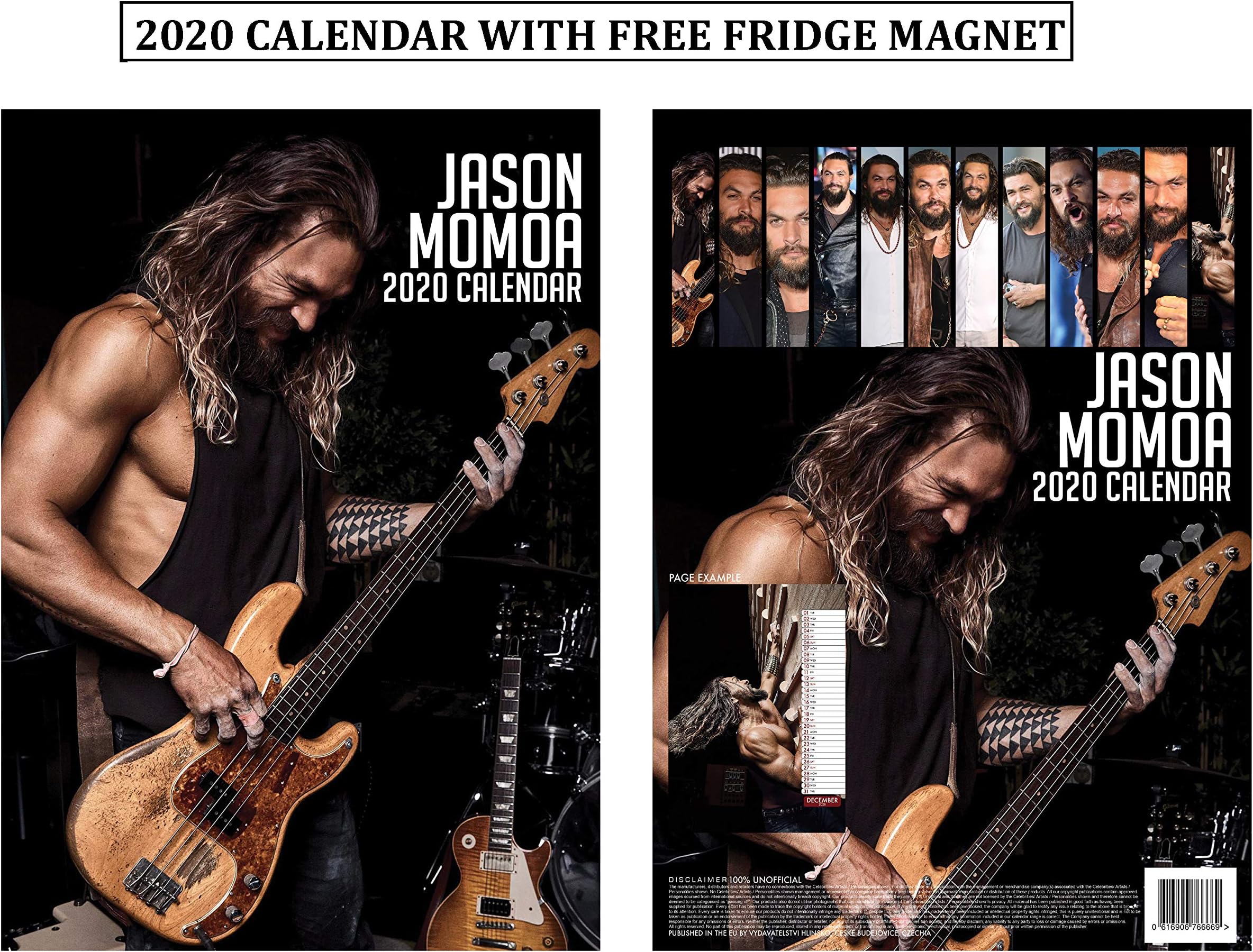 Jason Momoa Unofficial Calendar 2020 + Jason Momoa Refrigerator Magnet