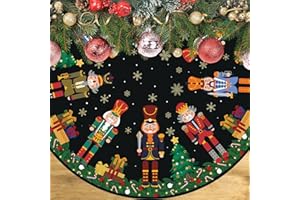 Christmas Tree Skirt 48 Inch Nutcracker Christmas Tree Collar Nutcracker Mat Xmas New Year Decorations for Winter Holiday Ind