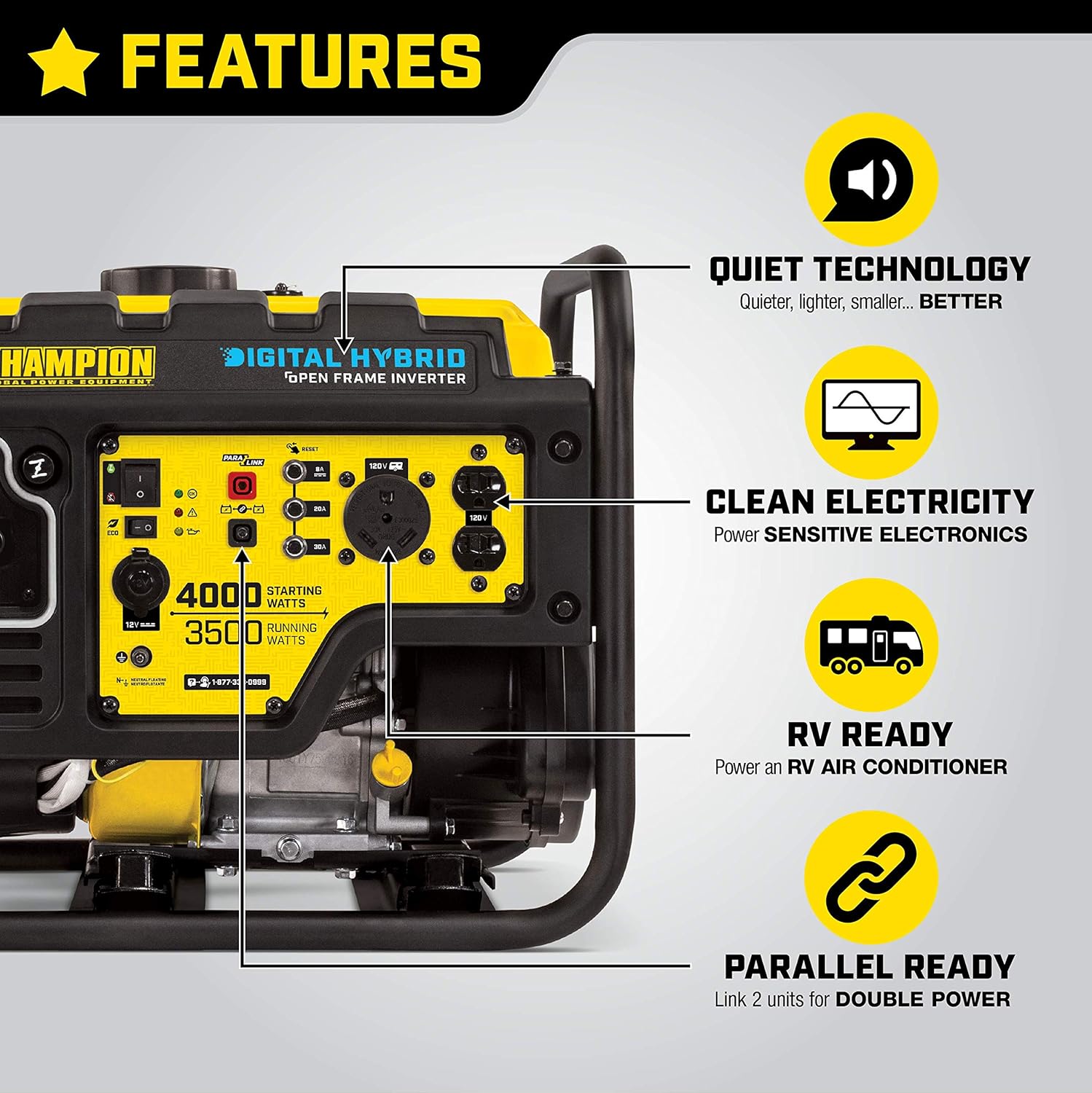 Champion 4000-Watt RV Ready DH Series Open Frame Inverter with Quiet Technology : Garden & Outdoor