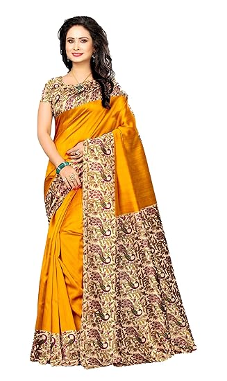 Winza Designer Womens Silk Saree With Blouse (K50-Orange variation_Orange)