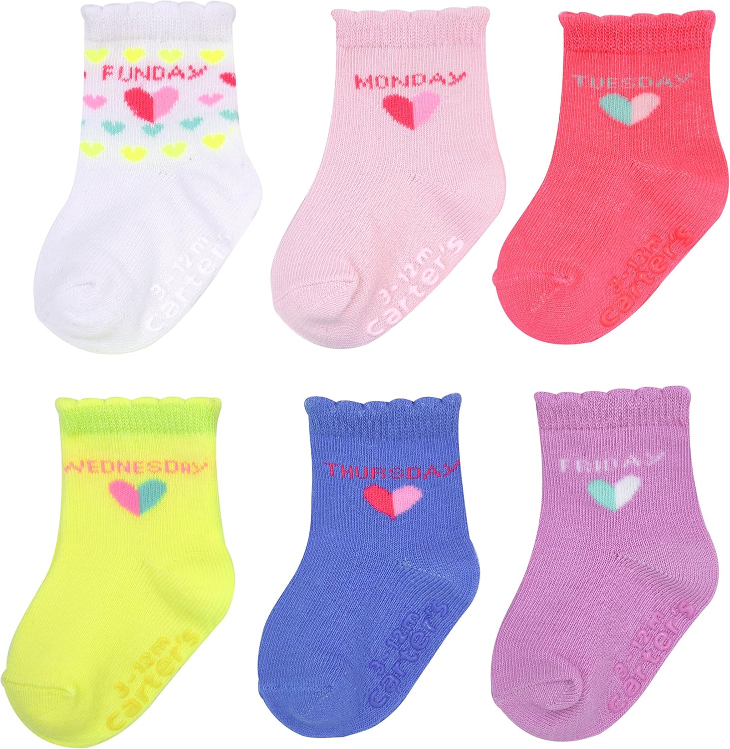 Carter's Baby Girls 6Pack Socks with Grippers Clothing