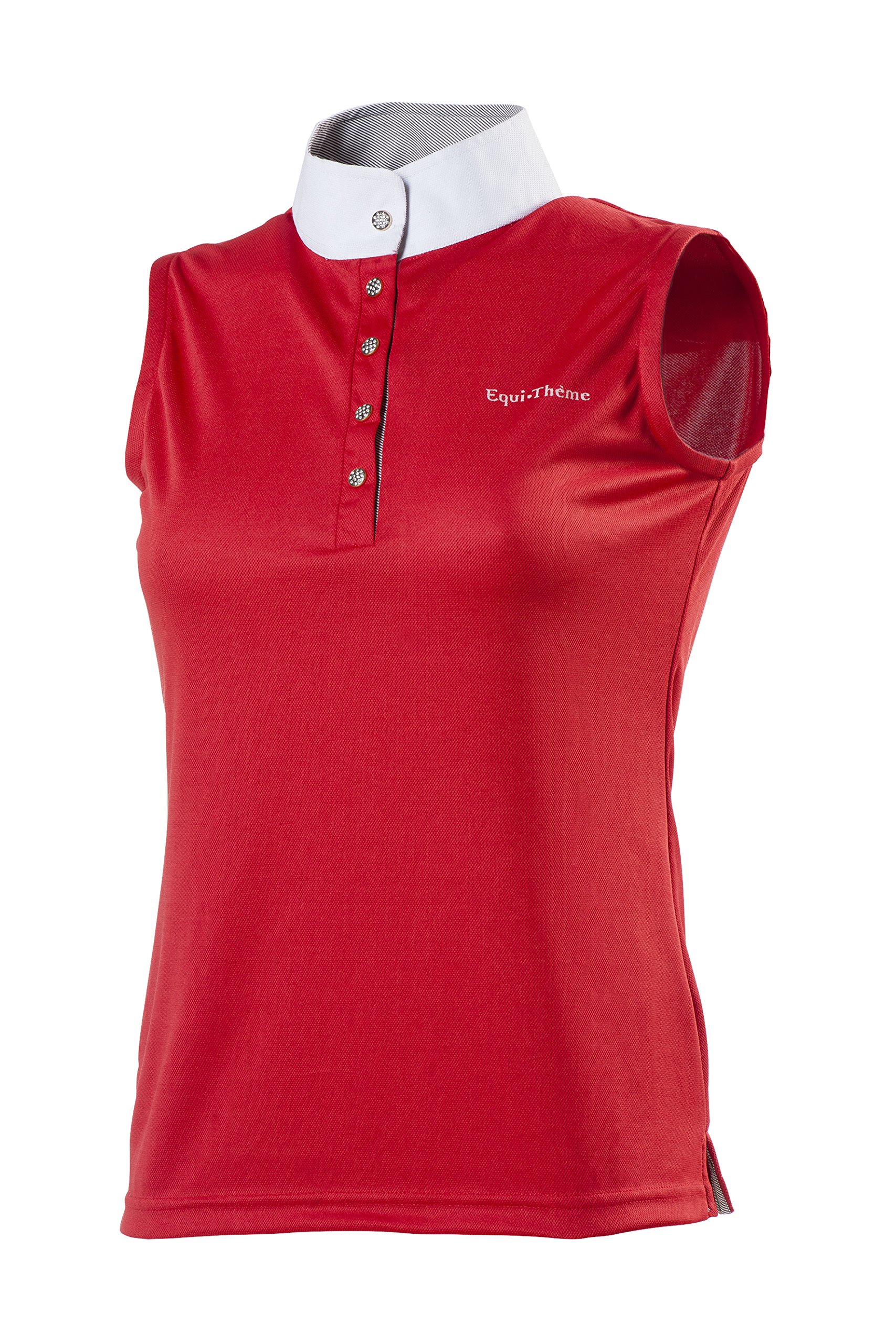 Equi-Theme/Equit'M Unisex Adult 987001340 Mesh Sleeveless Polo Shirt - Red/Brown/White Contrasts, One Size